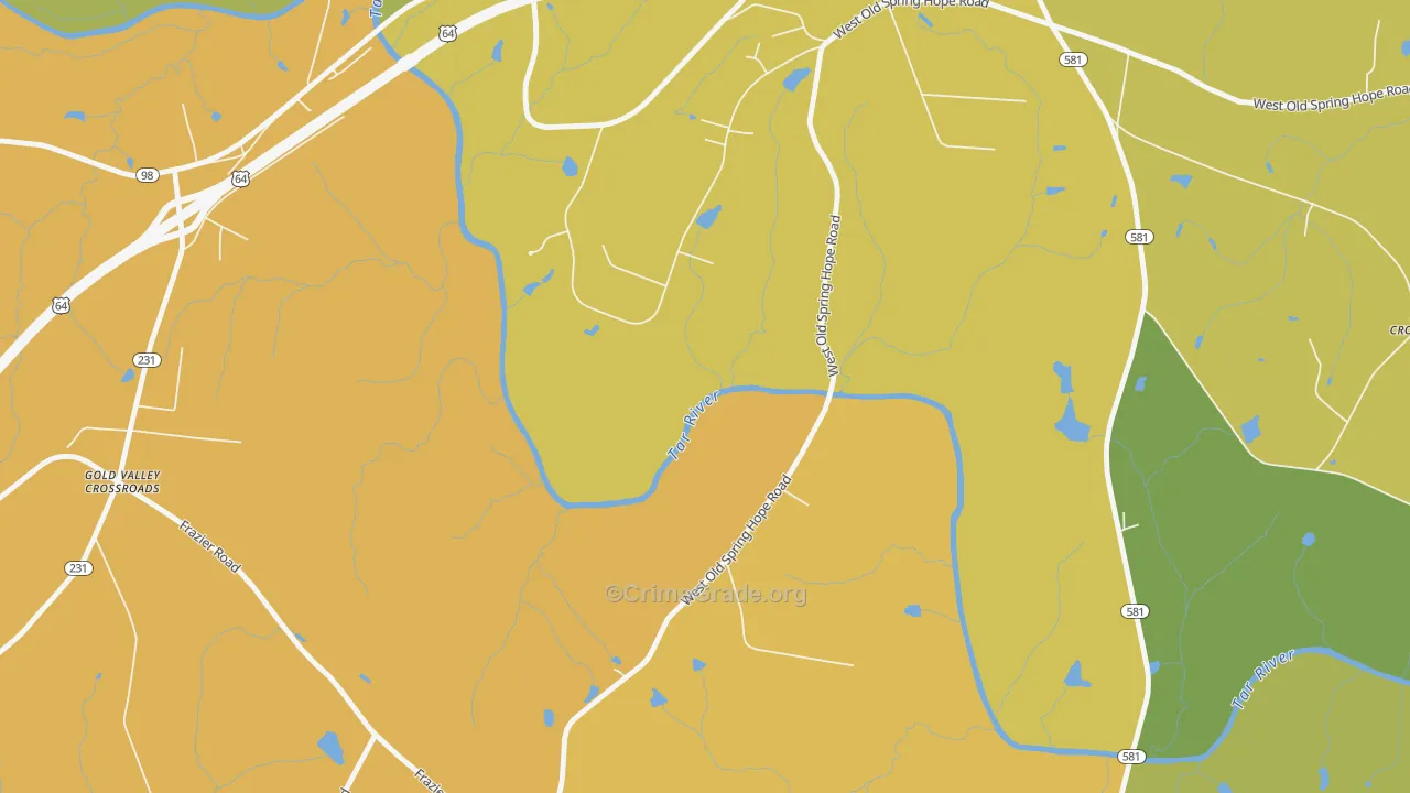 Frazier Crossroads, NC Map of Vehicle Theft Rates