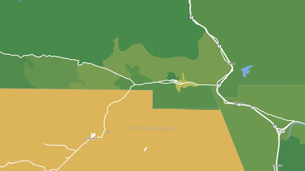 Frazier Park, CA Map of Vehicle Theft Rates