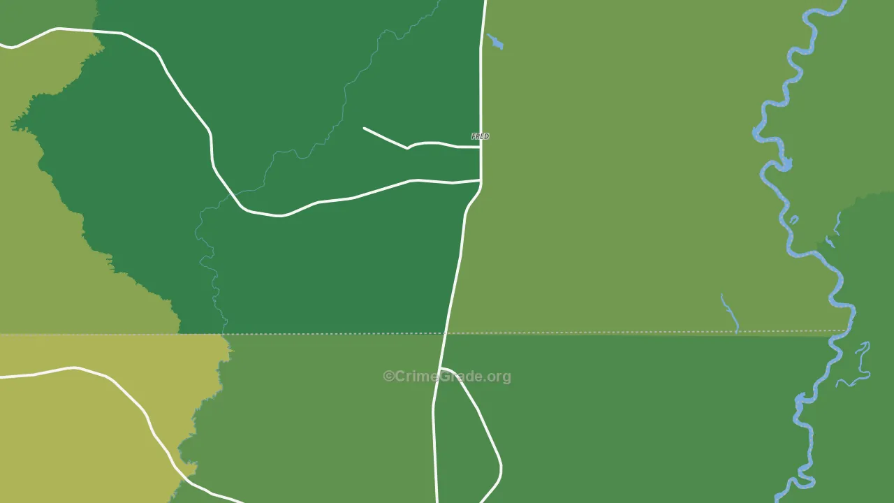 Fred, TX Map of Vehicle Theft Rates