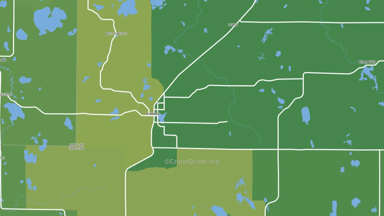 Frederic, WI Map of Vehicle Theft Rates