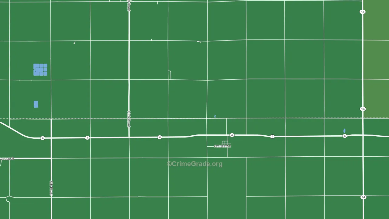 Frederick, KS Map of Vehicle Theft Rates