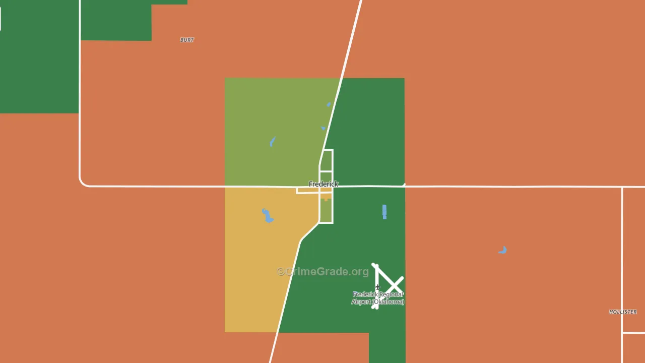Frederick, OK Map of Vehicle Theft Rates