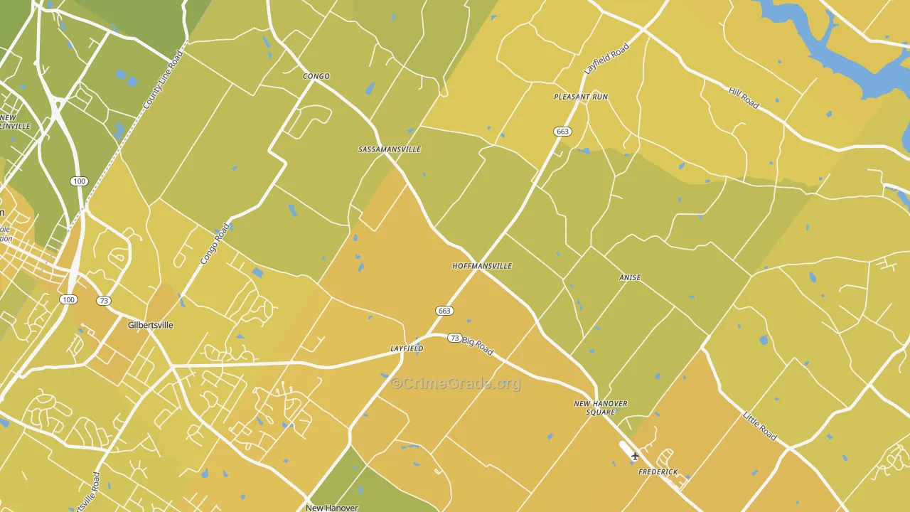 Frederick, PA Map of Vehicle Theft Rates