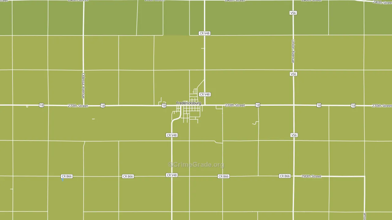 Fredericksburg, IA Map of Vehicle Theft Rates
