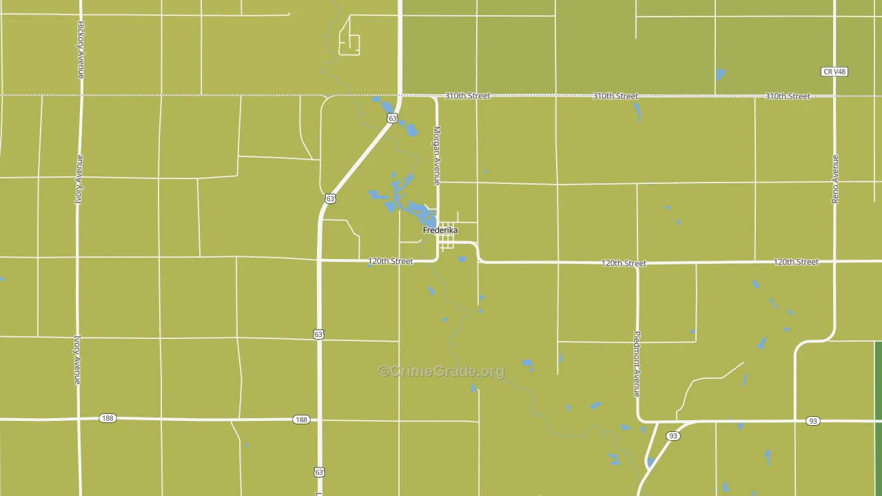 Frederika, IA Map of Vehicle Theft Rates