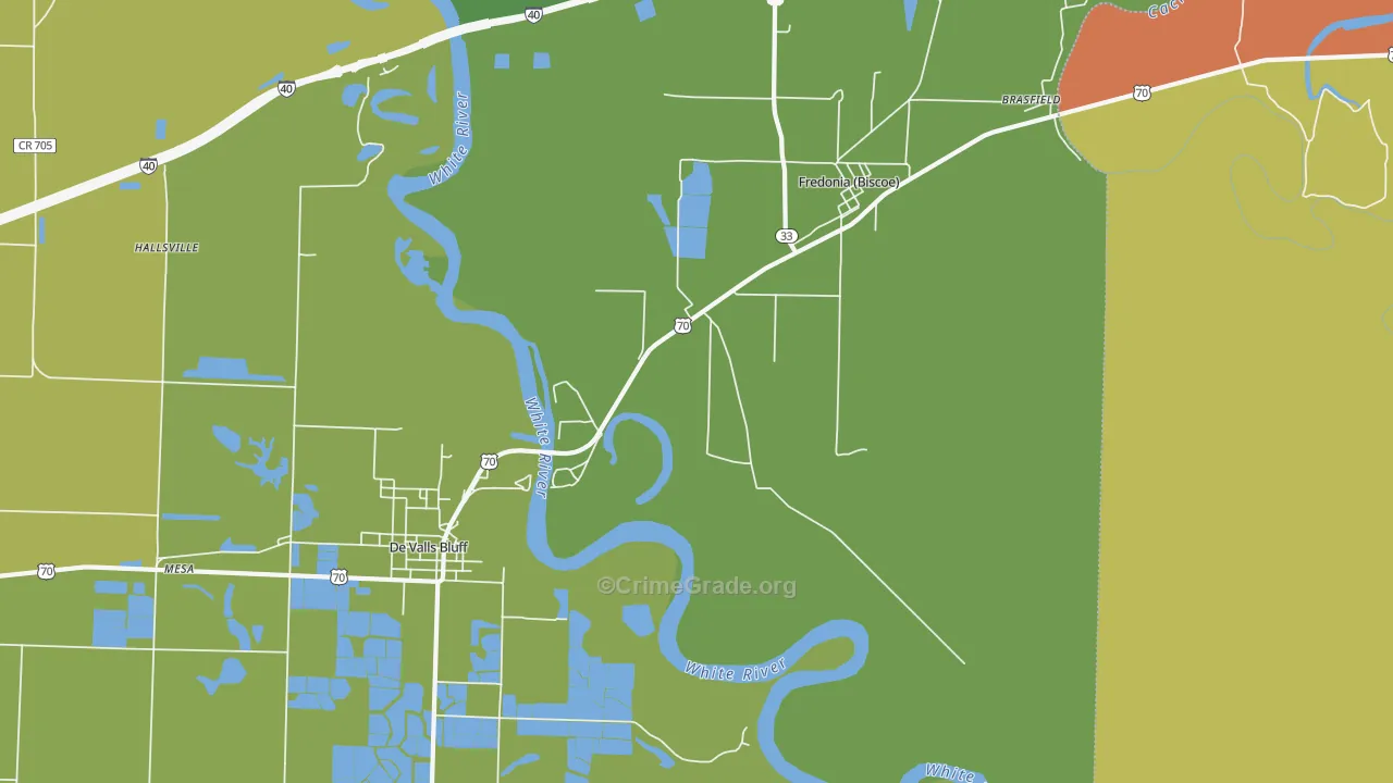 Fredonia, AR Map of Vehicle Theft Rates