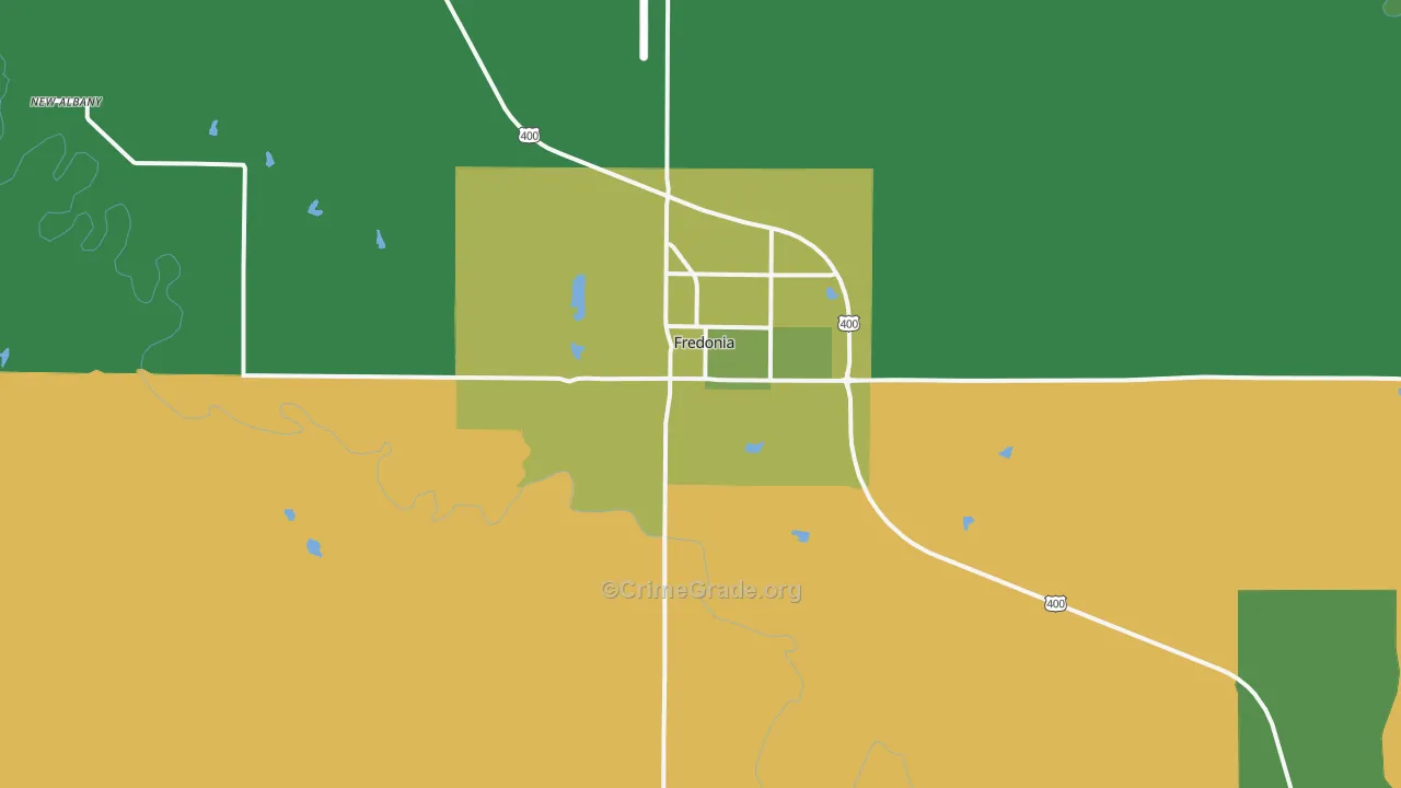 Fredonia, KS Map of Vehicle Theft Rates