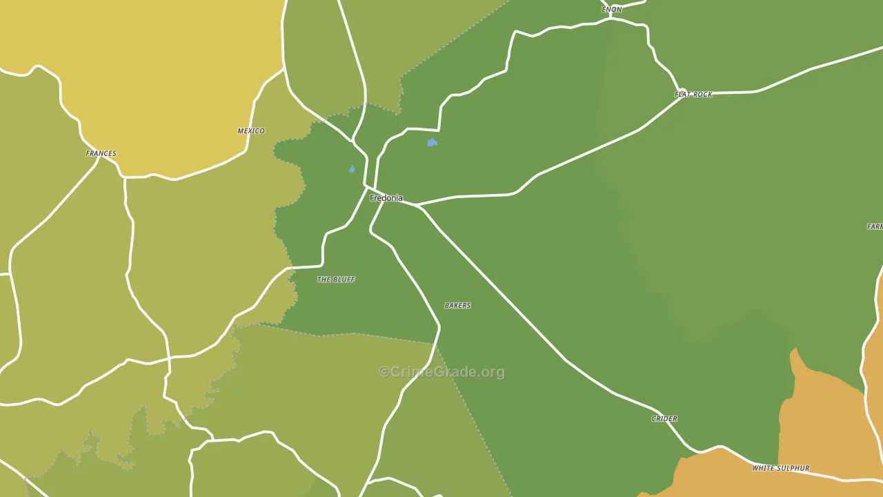 Fredonia, KY Map of Vehicle Theft Rates