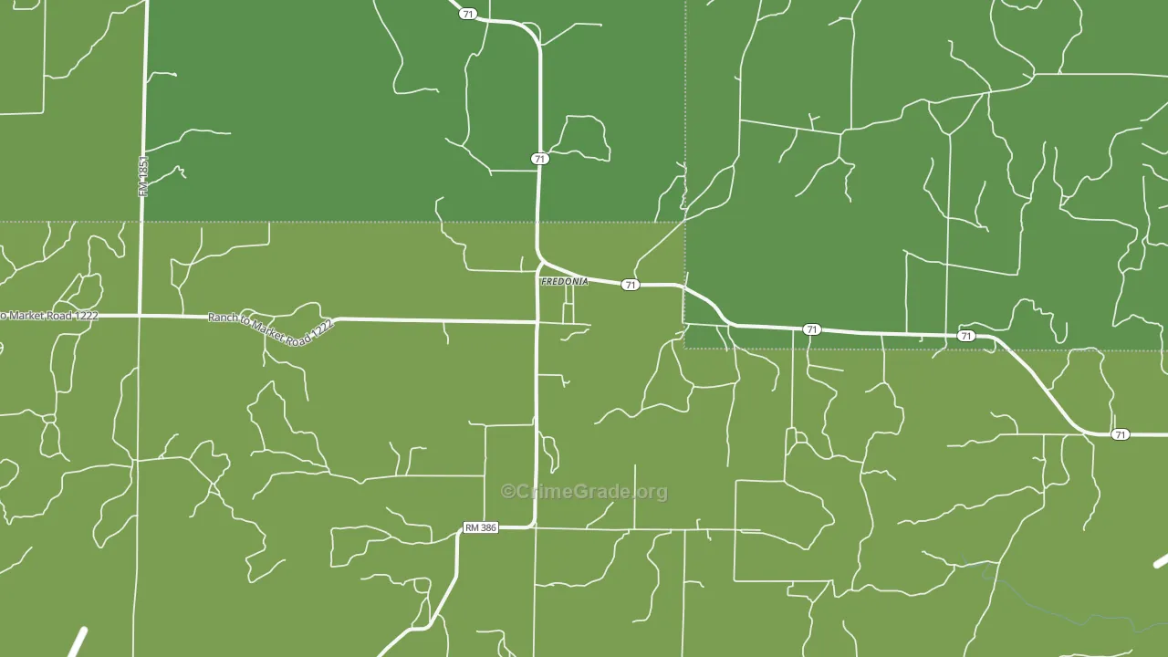 Fredonia, TX Map of Vehicle Theft Rates