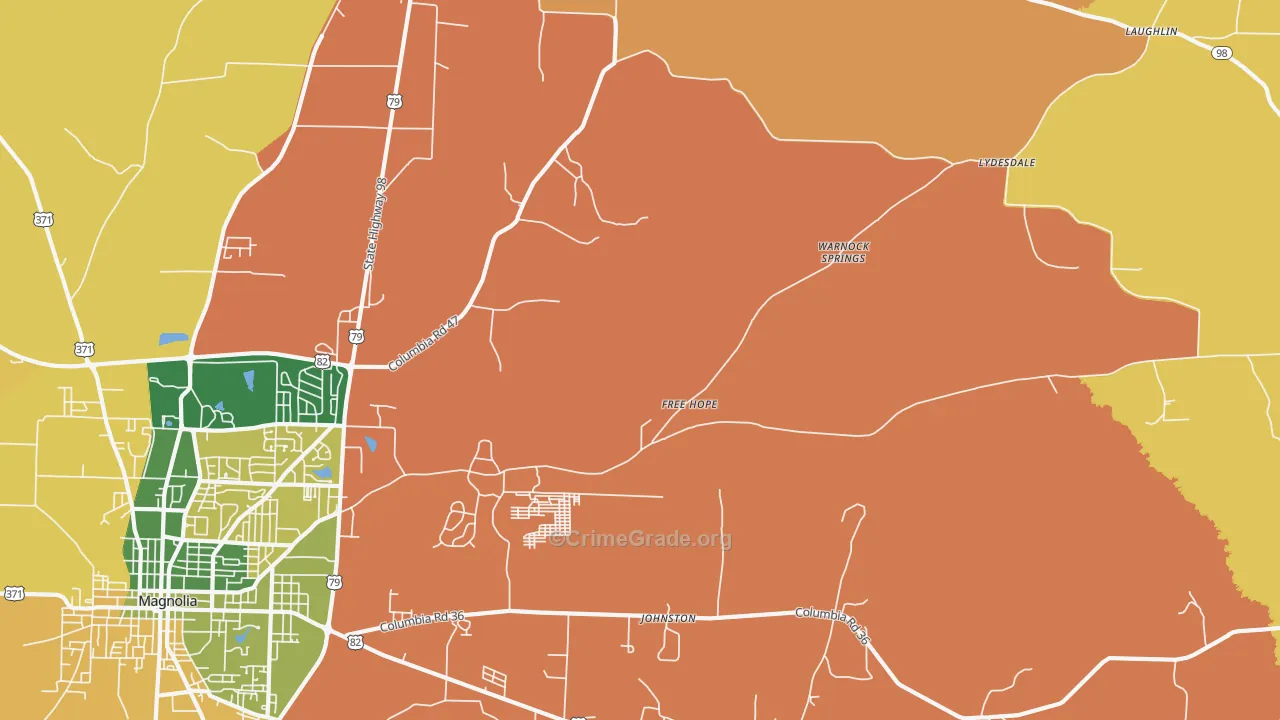 Free Hope, AR Map of Vehicle Theft Rates