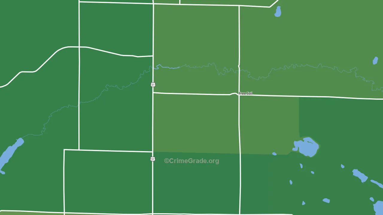 Free Soil, MI Map of Vehicle Theft Rates