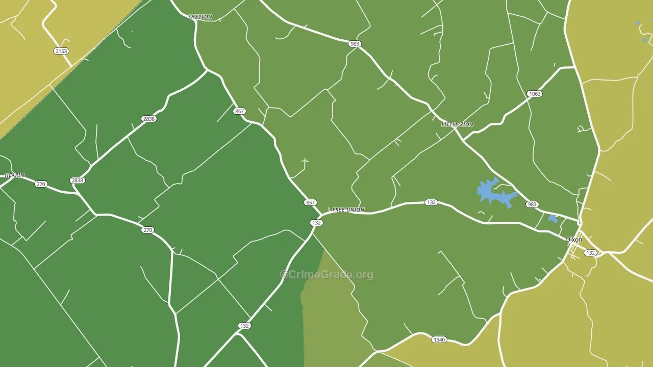 Free Union, KY Map of Vehicle Theft Rates
