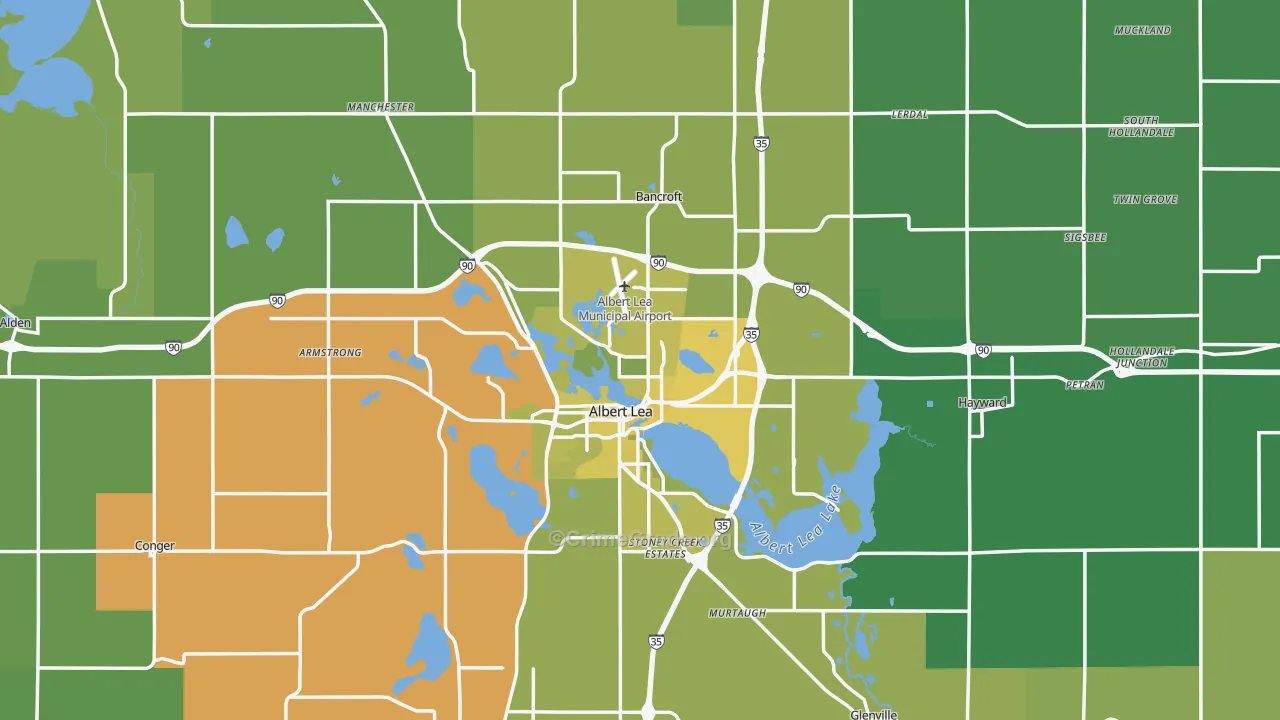 Freeborn County, MN Map of Vehicle Theft Rates