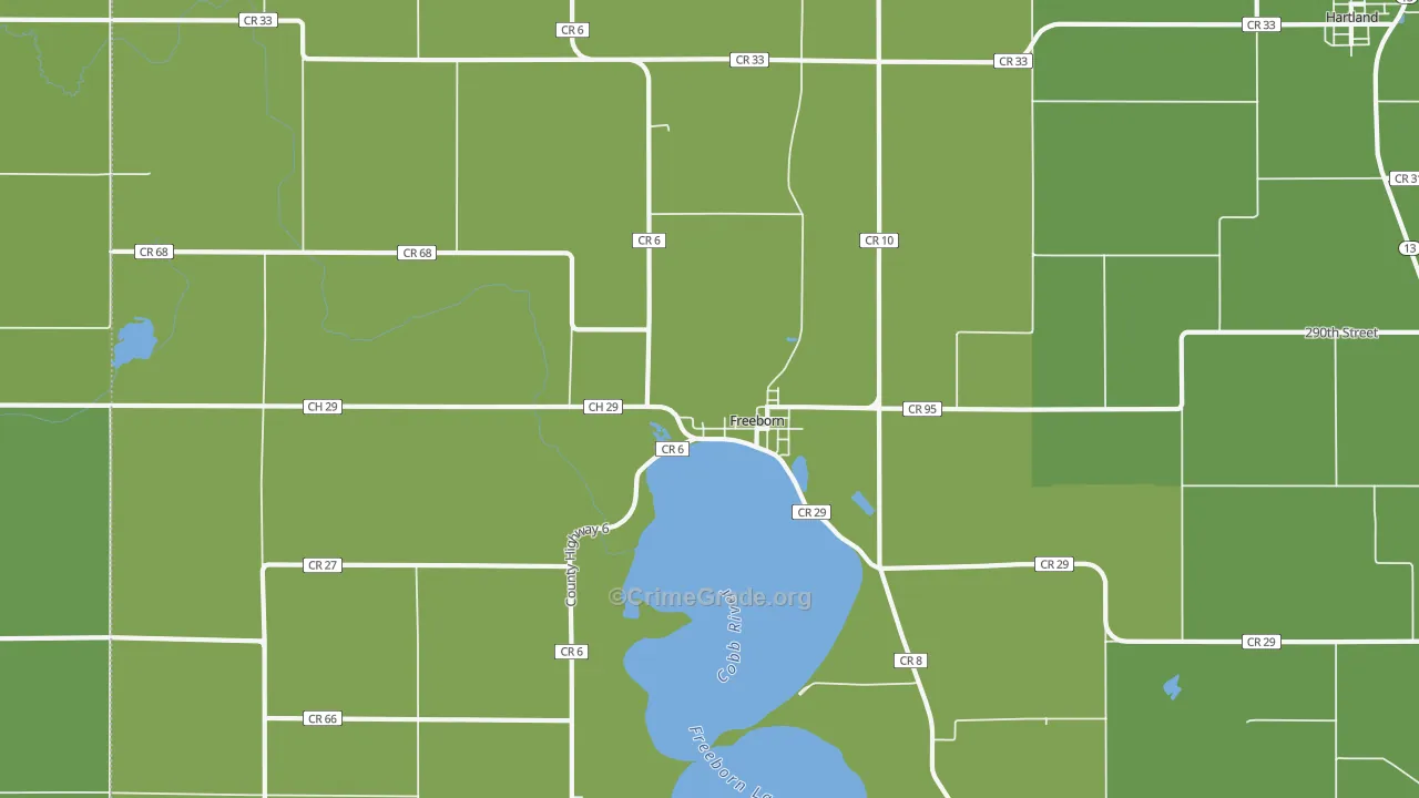 Freeborn, MN Map of Vehicle Theft Rates