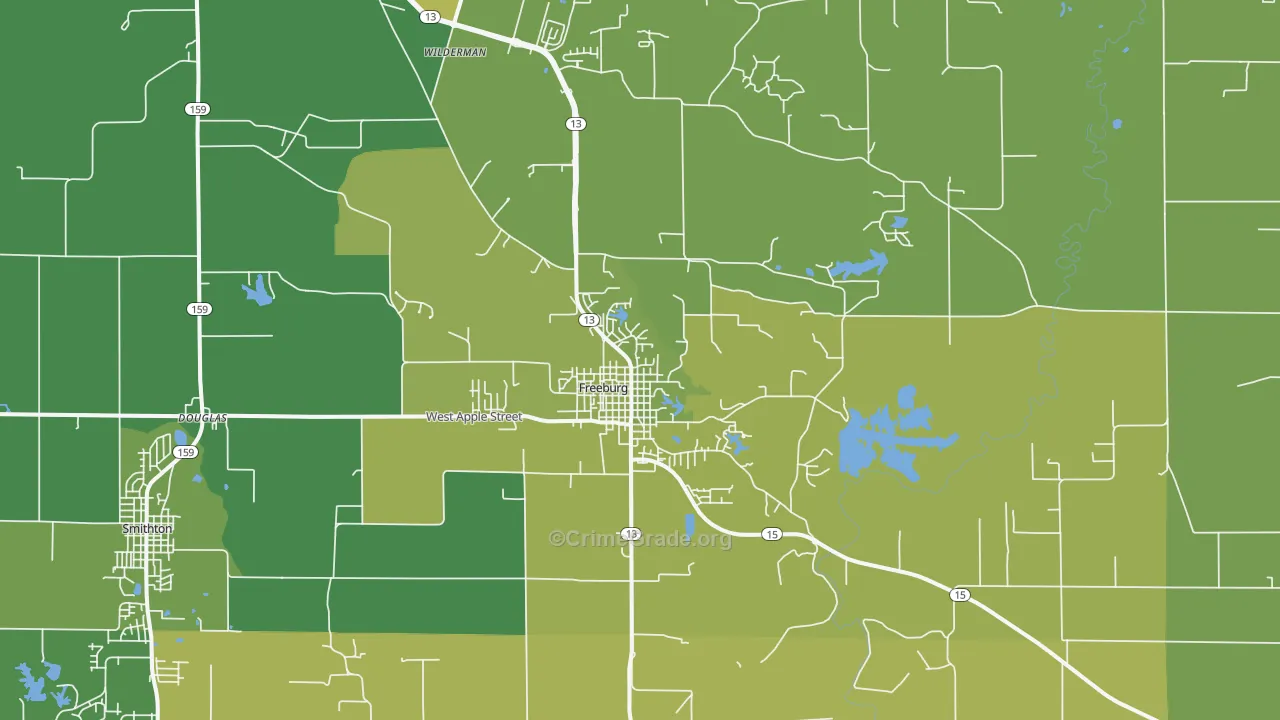 Freeburg, IL Map of Vehicle Theft Rates