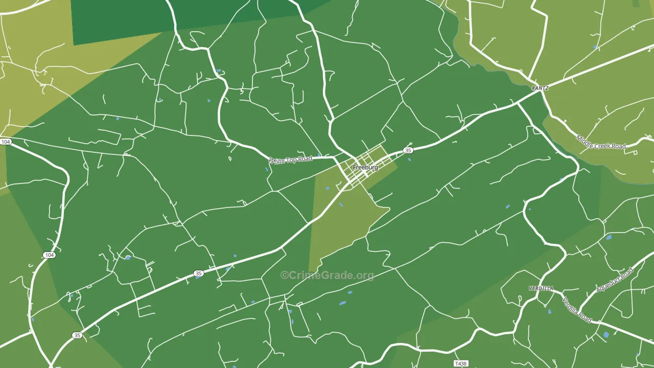Freeburg, PA Map of Vehicle Theft Rates