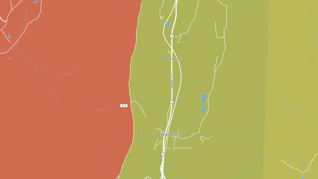 Freedleyville, VT Map of Vehicle Theft Rates