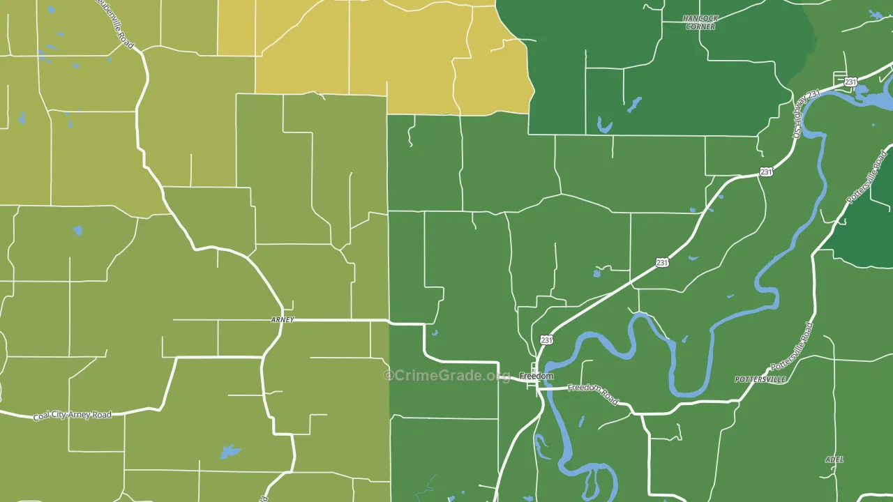 Freedom, IN Map of Vehicle Theft Rates