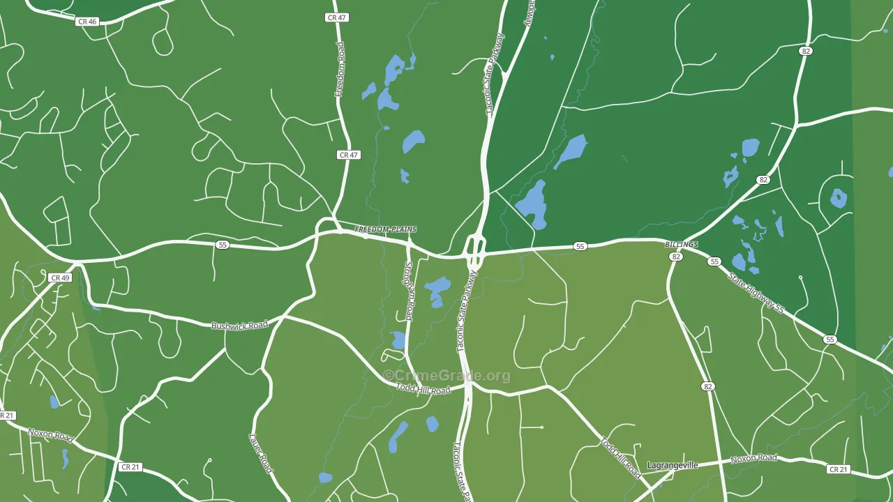 Freedom Plains, NY Map of Vehicle Theft Rates