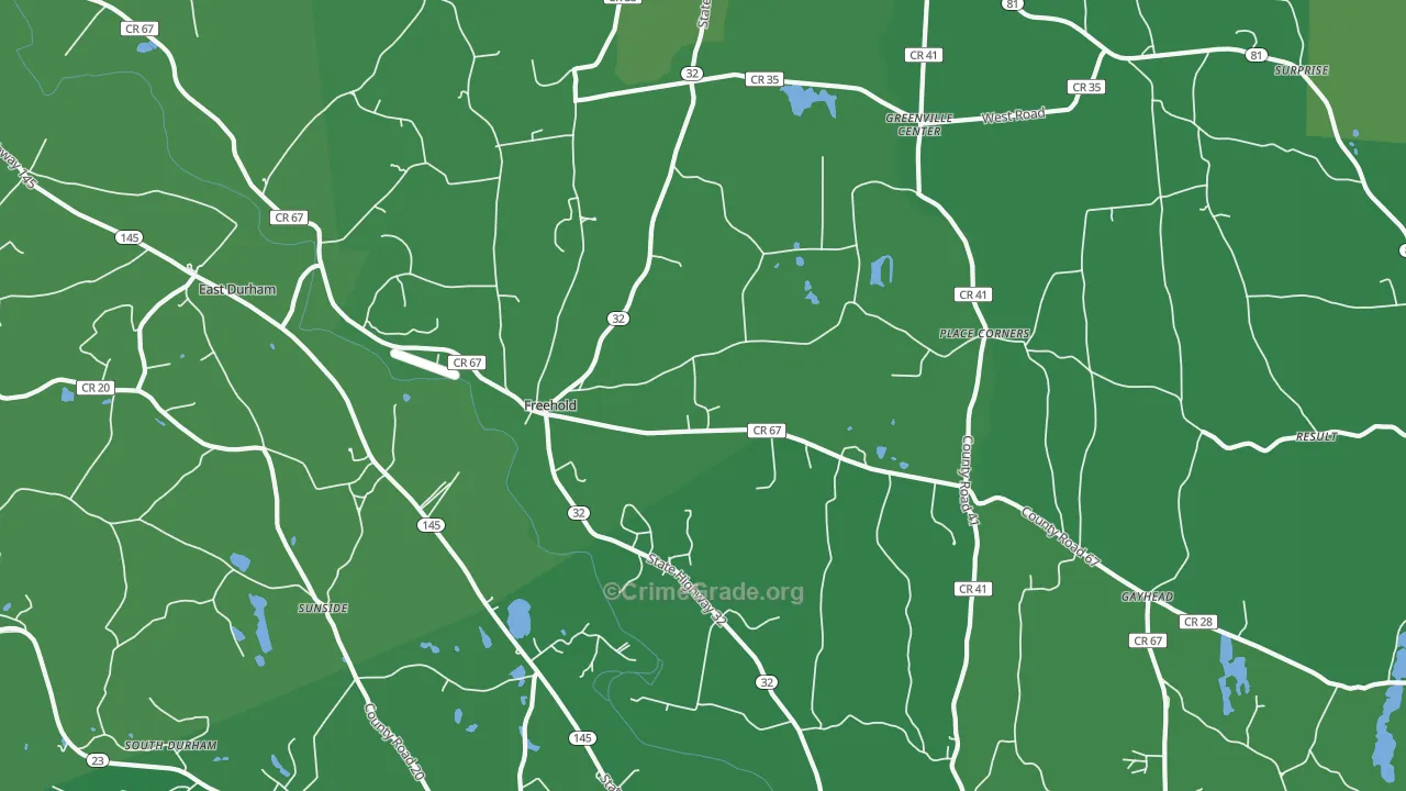 Freehold, NY Map of Vehicle Theft Rates