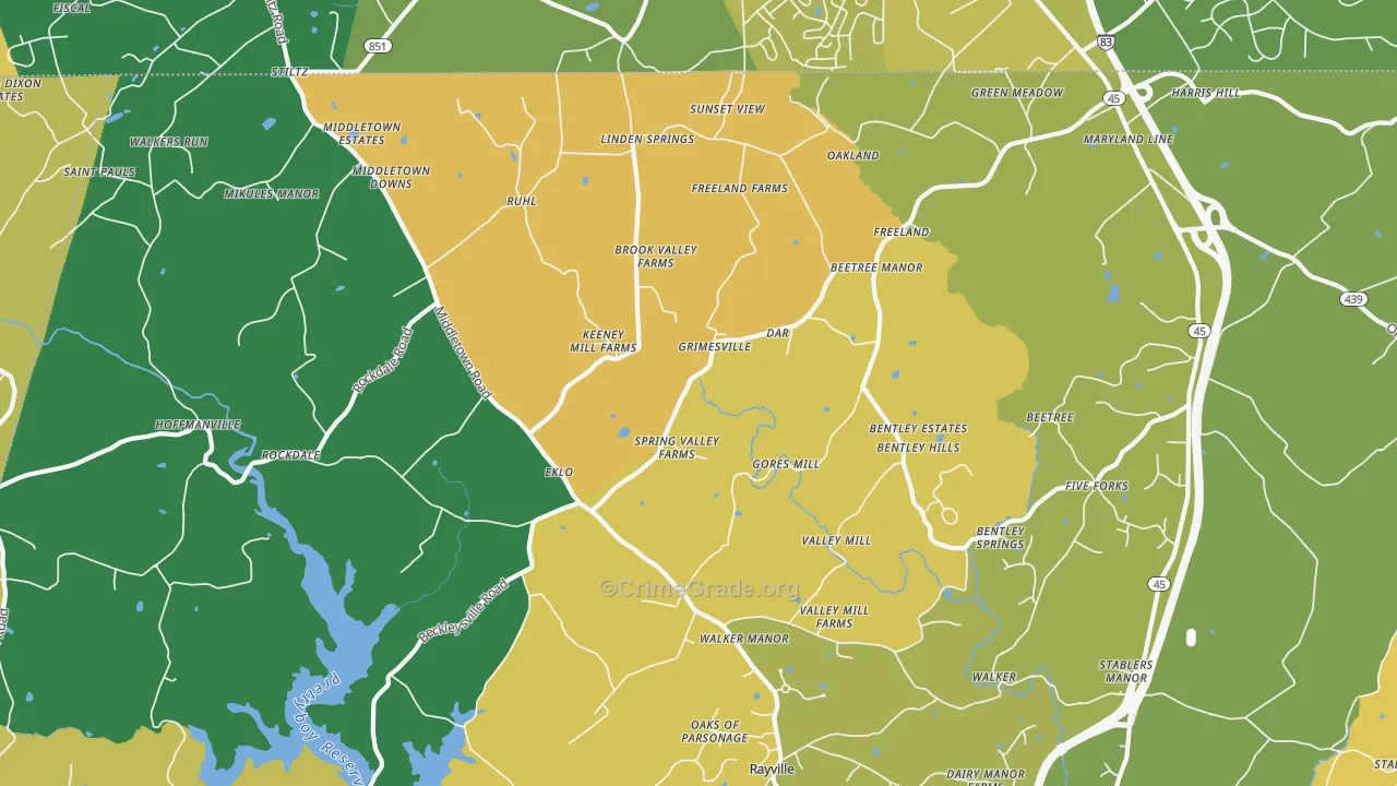 Freeland, MD Map of Vehicle Theft Rates