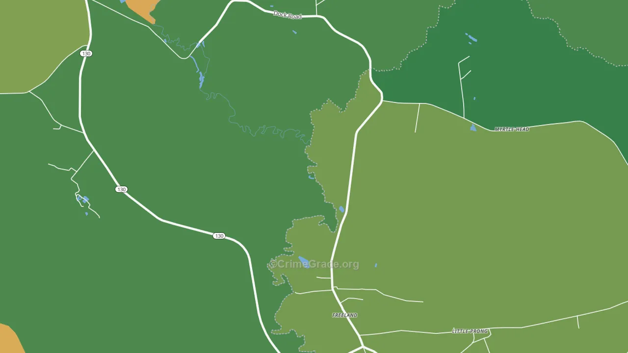 Freeland, NC Map of Vehicle Theft Rates