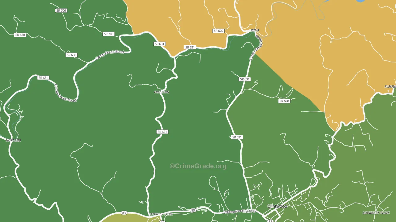 Freeling, VA Map of Vehicle Theft Rates