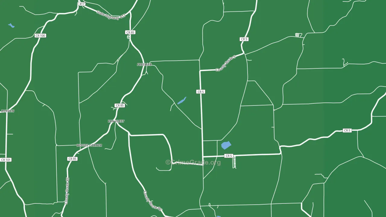 Freeman, NY Map of Vehicle Theft Rates