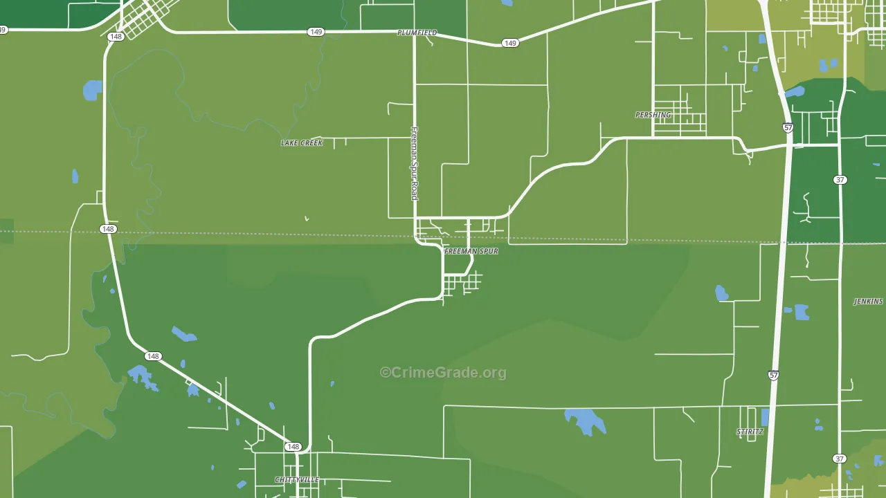 Freeman Spur, IL Map of Vehicle Theft Rates
