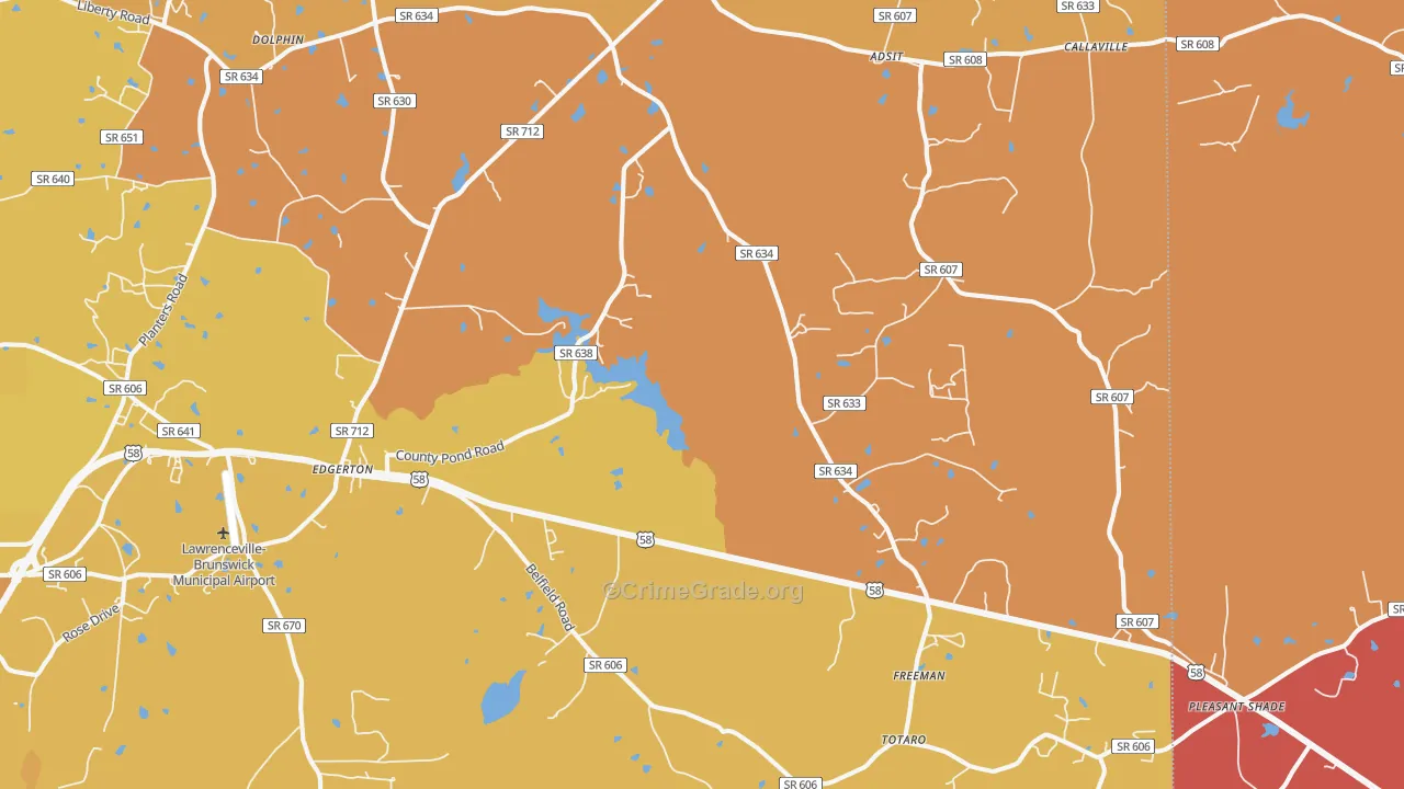Freeman, VA Map of Vehicle Theft Rates
