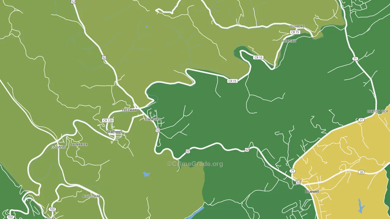 Freeman, WV Map of Vehicle Theft Rates