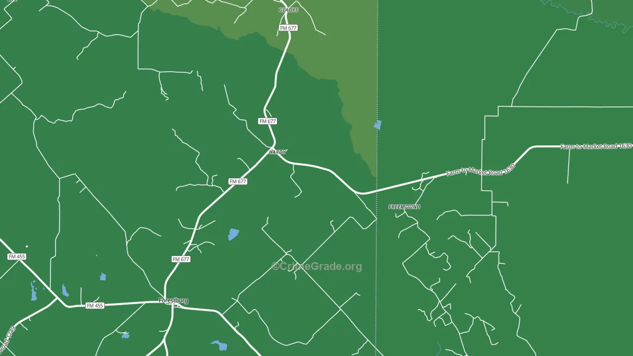 Freemound, TX Map of Vehicle Theft Rates