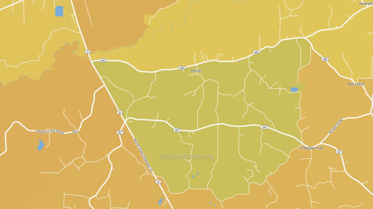 Freeny, MS Map of Vehicle Theft Rates