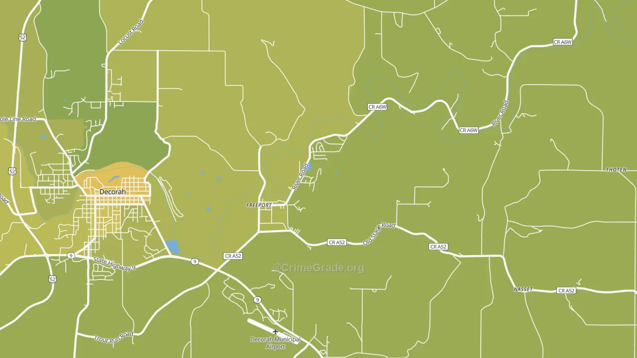 Freeport, IA Map of Vehicle Theft Rates
