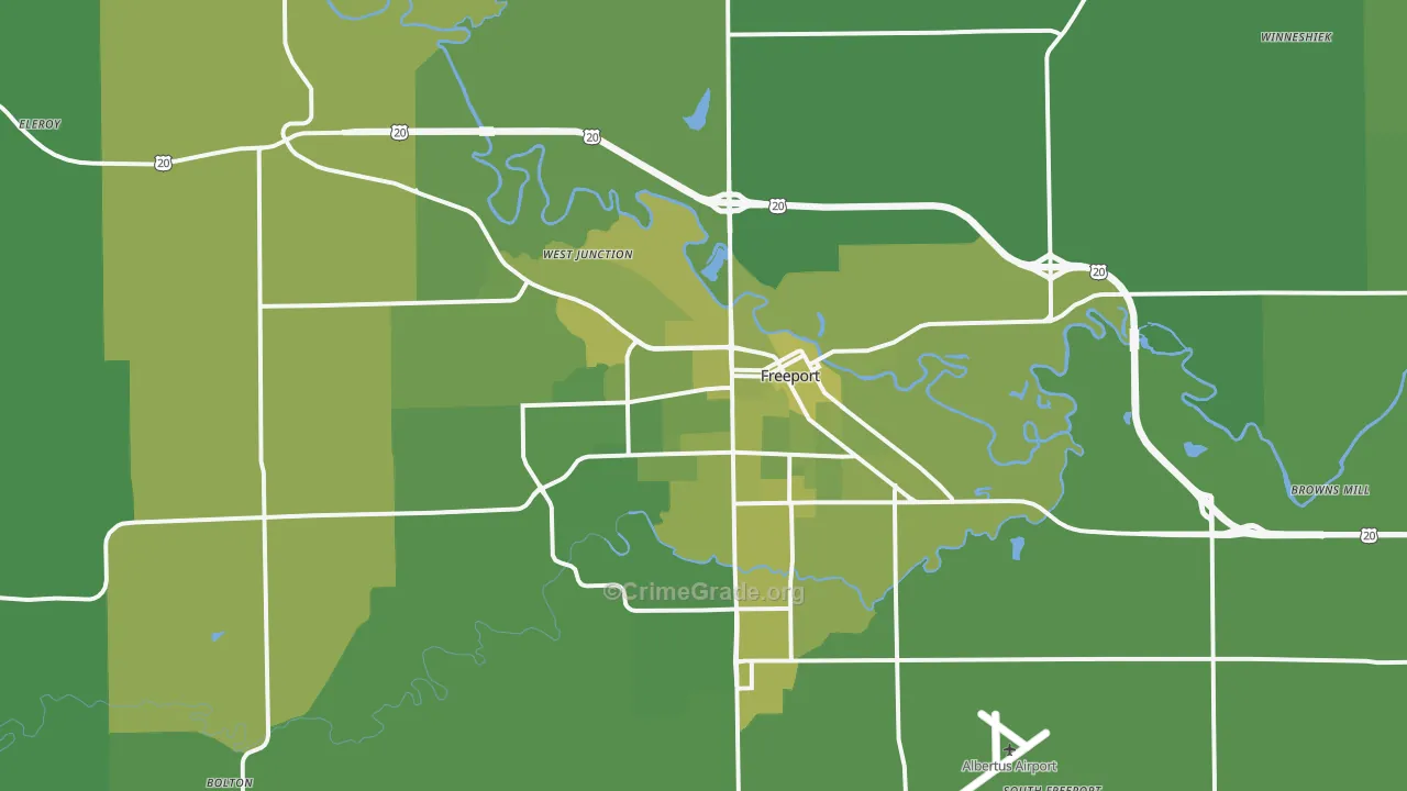Freeport, IL Map of Vehicle Theft Rates