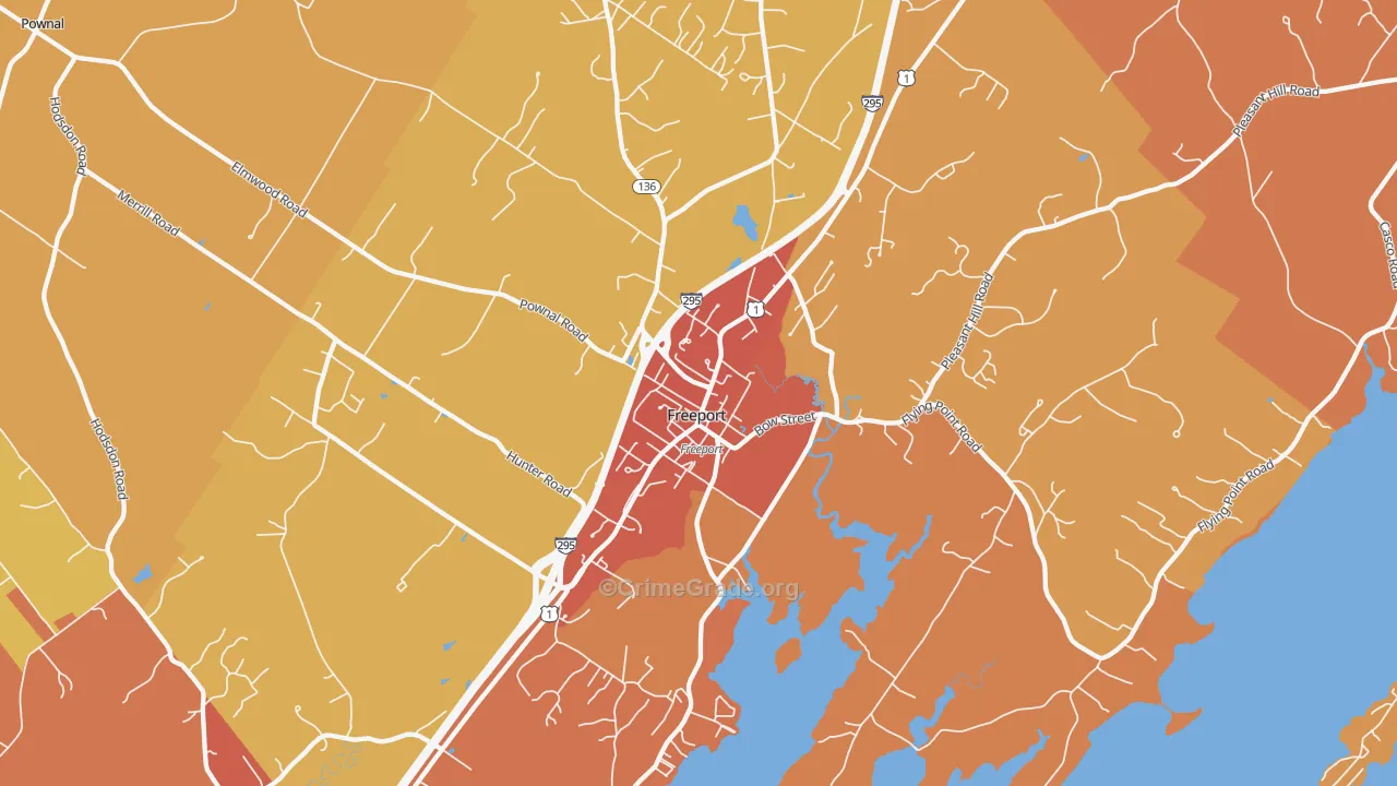 Freeport, ME Map of Vehicle Theft Rates