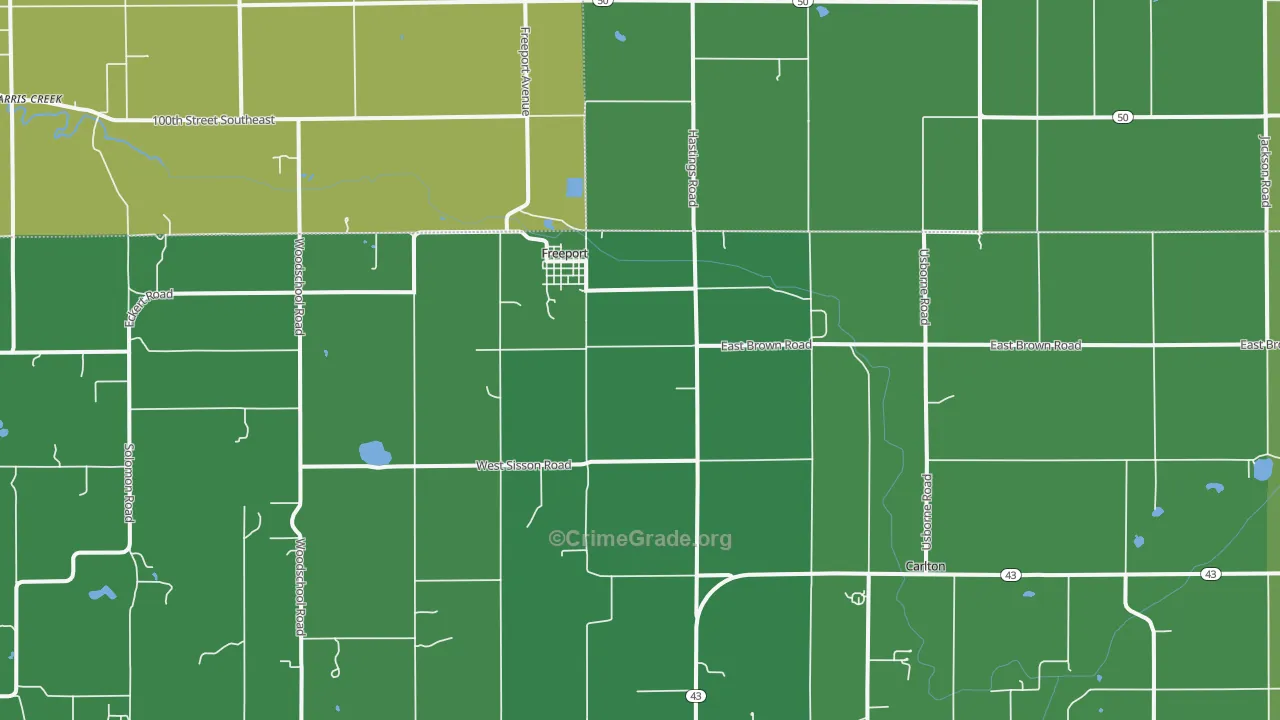 Freeport, MI Map of Vehicle Theft Rates