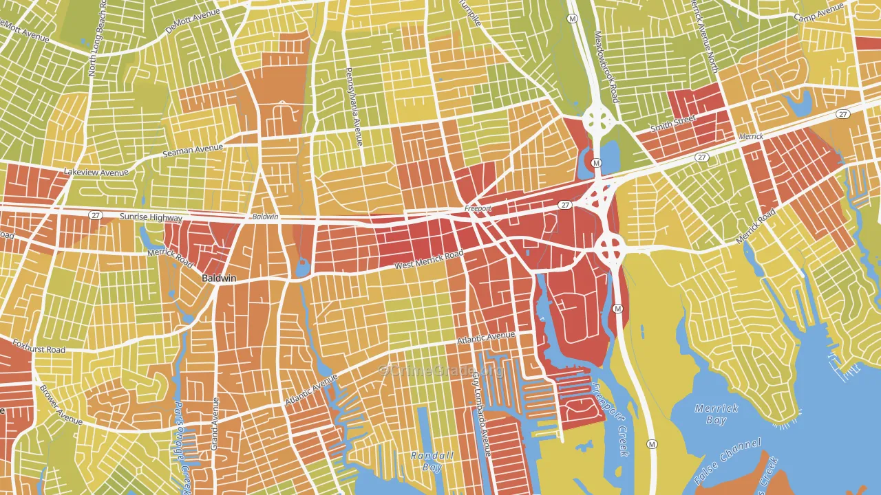 Freeport, NY Map of Vehicle Theft Rates
