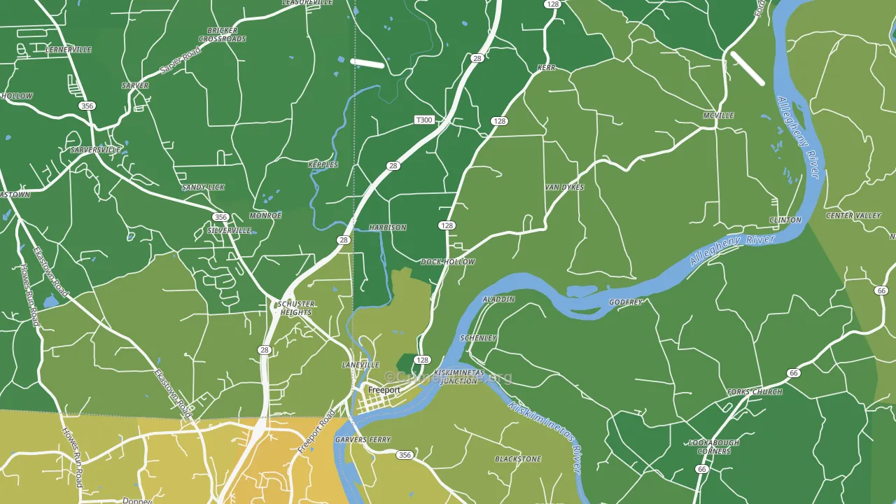 Freeport, PA Map of Vehicle Theft Rates