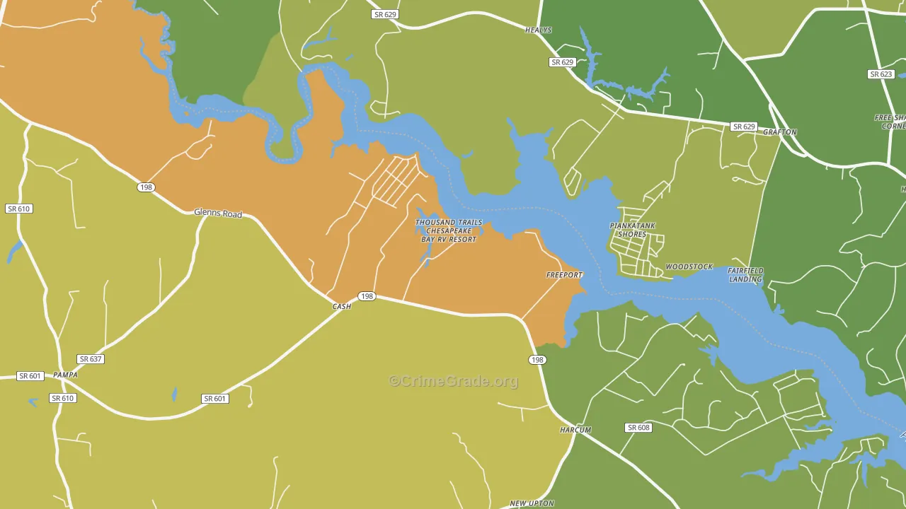Freeport, VA Map of Vehicle Theft Rates