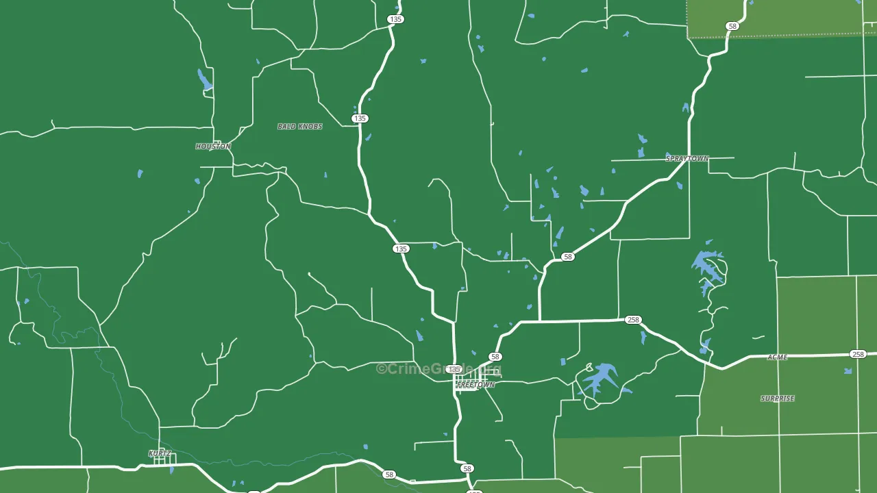 Freetown, IN Map of Vehicle Theft Rates
