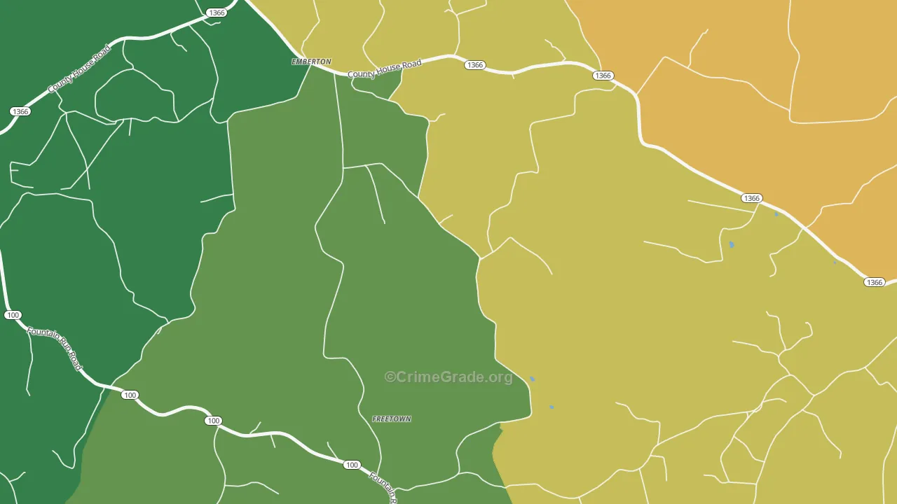 Freetown, KY Map of Vehicle Theft Rates