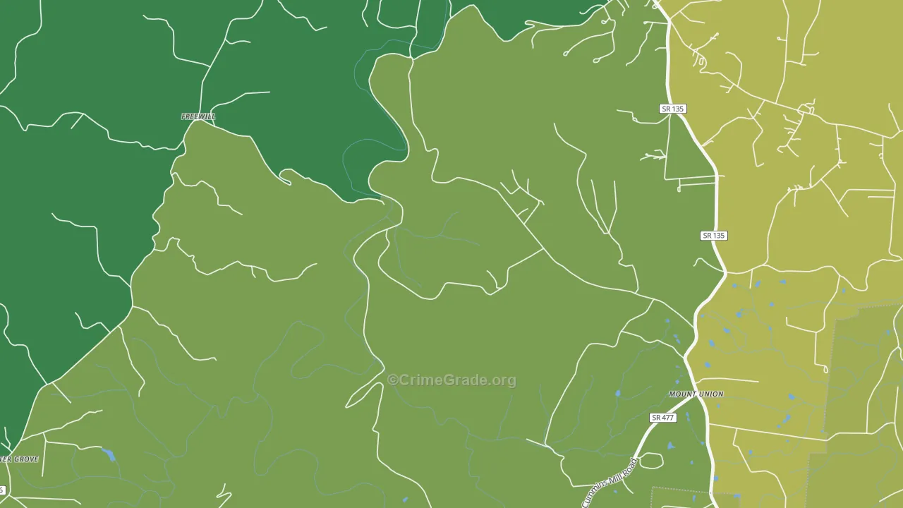 Freewill, TN Map of Vehicle Theft Rates