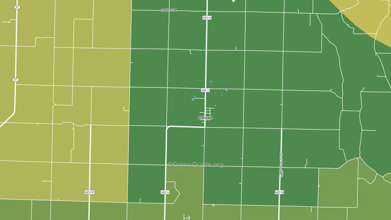 Freistatt, MO Map of Vehicle Theft Rates
