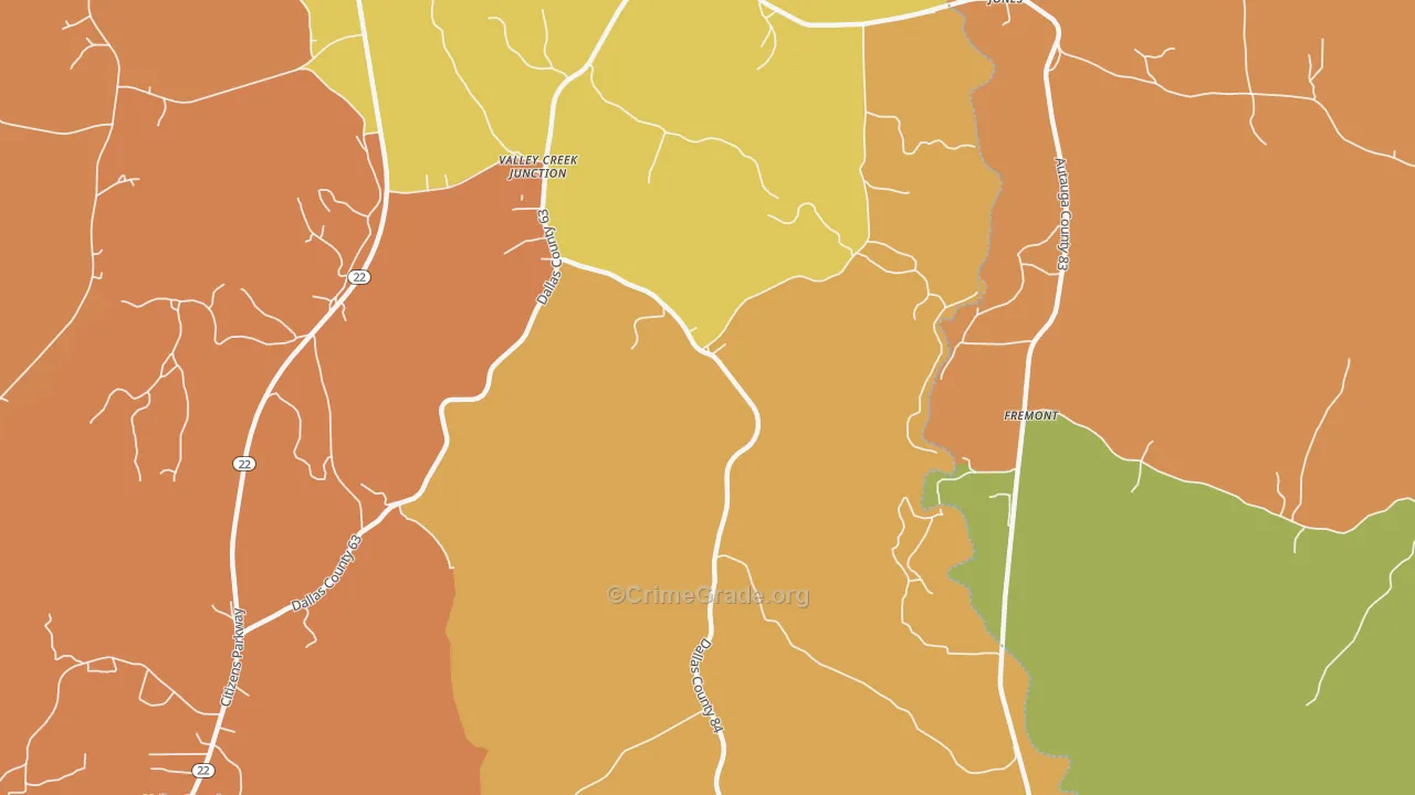 Fremont, AL Map of Vehicle Theft Rates