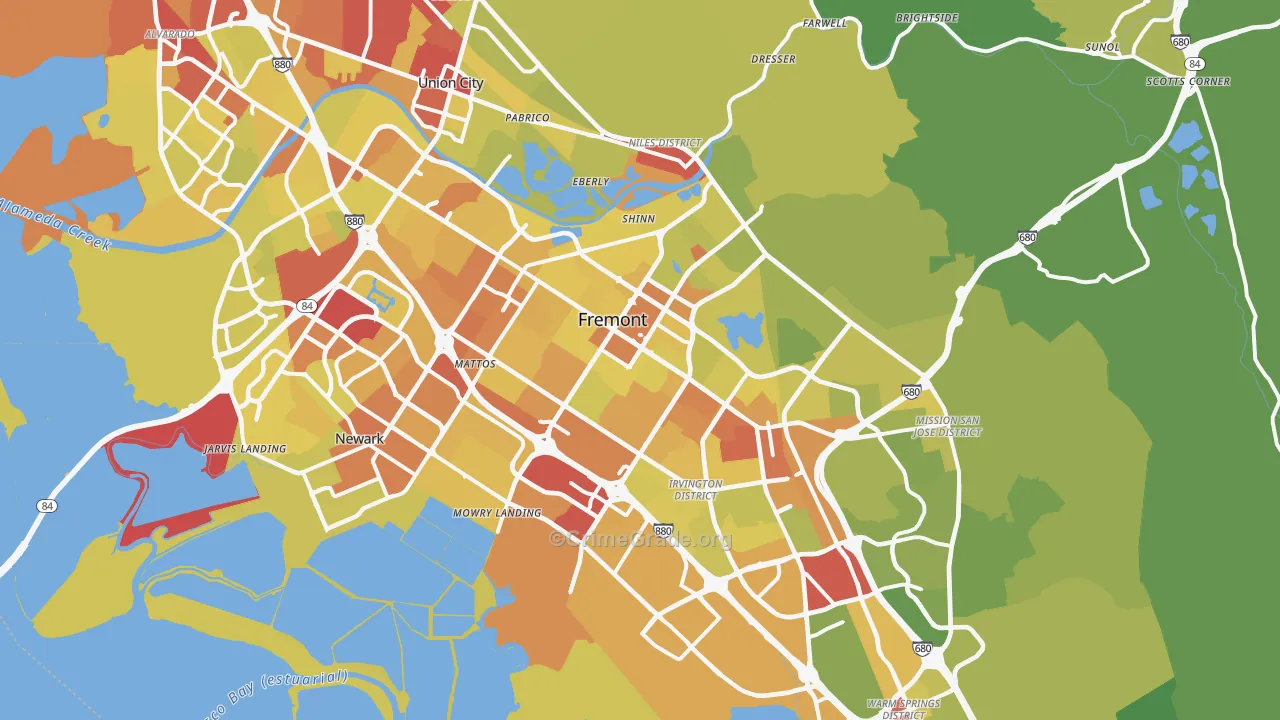 Fremont, CA Map of Vehicle Theft Rates