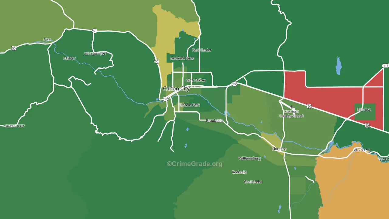 Fremont County, CO Map of Vehicle Theft Rates