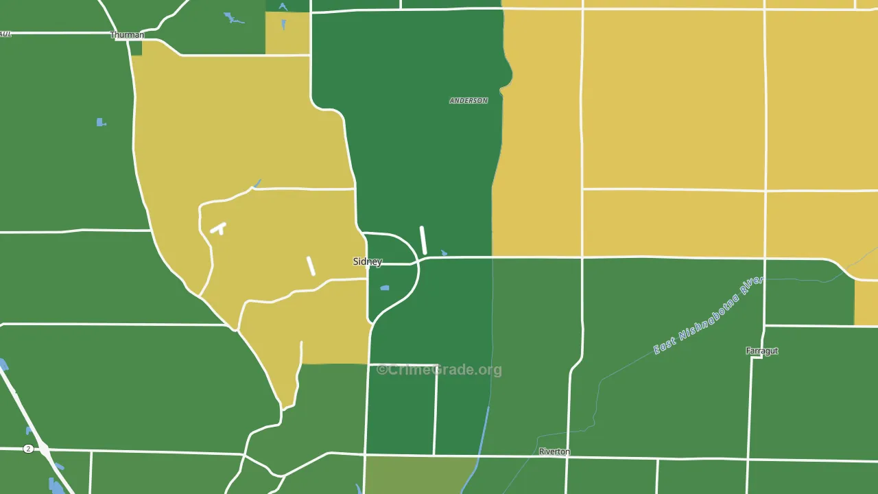 Fremont County, IA Map of Vehicle Theft Rates