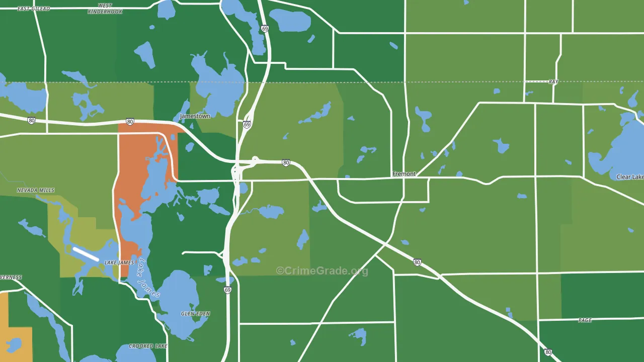 Fremont, IN Map of Vehicle Theft Rates