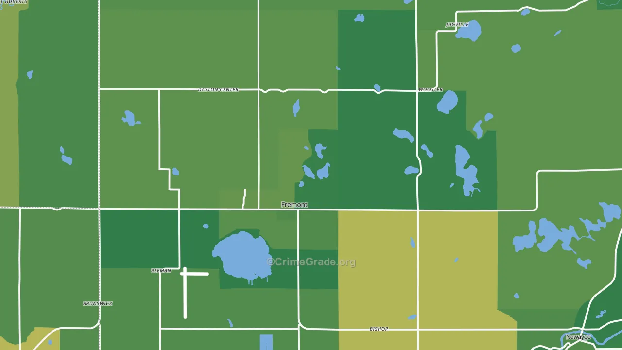 Fremont, MI Map of Vehicle Theft Rates